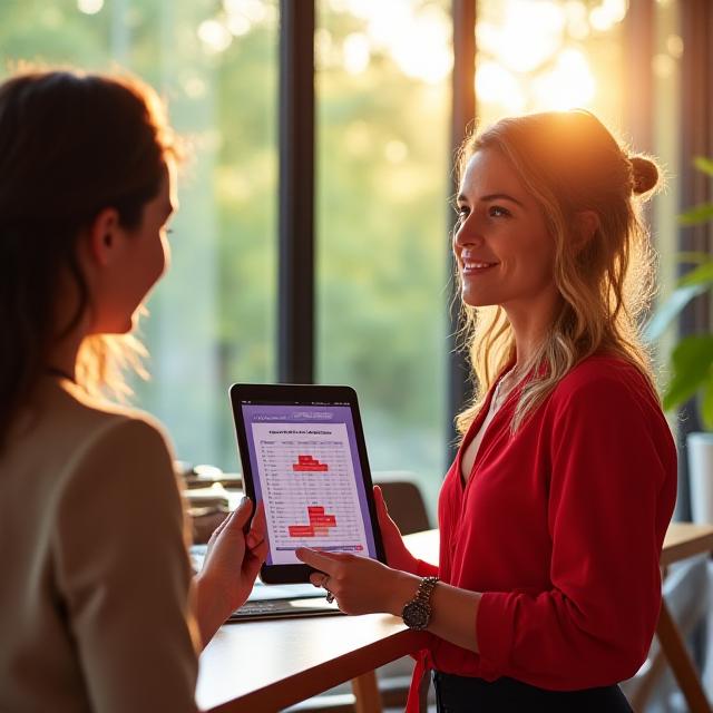 Wellness consultant at Loom & Leaf Wellness discussing a nutrition plan in a bright South Yarra office